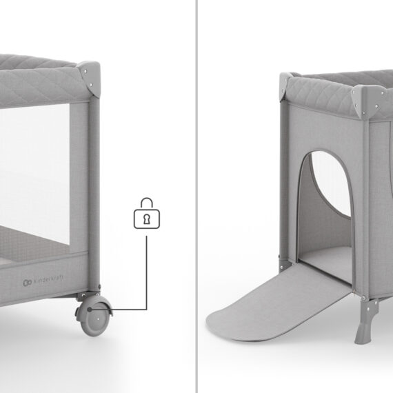 KINDERKRAFT Postieľka cestovná Leody Up Grey