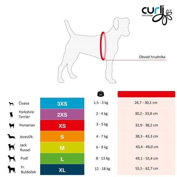 CURLI Postroj pre psov so sponou Air-Mesh Rose XS, 3-5 kg