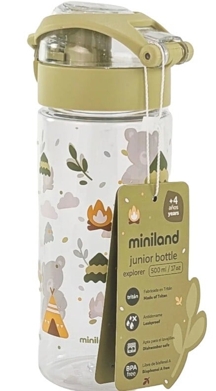 Miniland Detská cestovná fľaša Junior Explorer, 500ml, Medvede