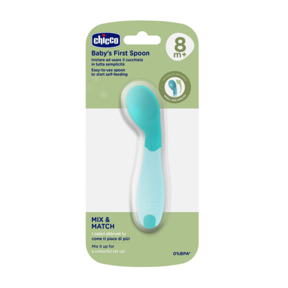 CHICCO Prvá lyžička blue 8m+