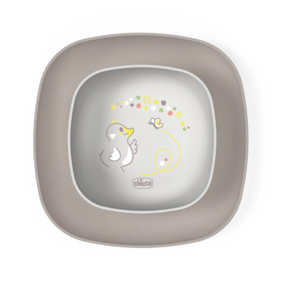 CHICCO Set jedálenský - miska a tanier grey 12m+