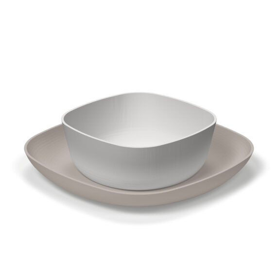 CHICCO Set jedálenský - miska a tanier grey 12m+