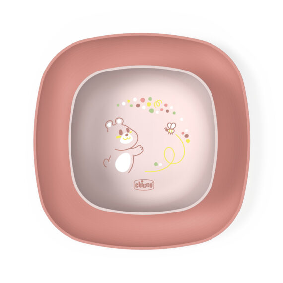 CHICCO Set jedálenský - miska a tanier pink 12m+