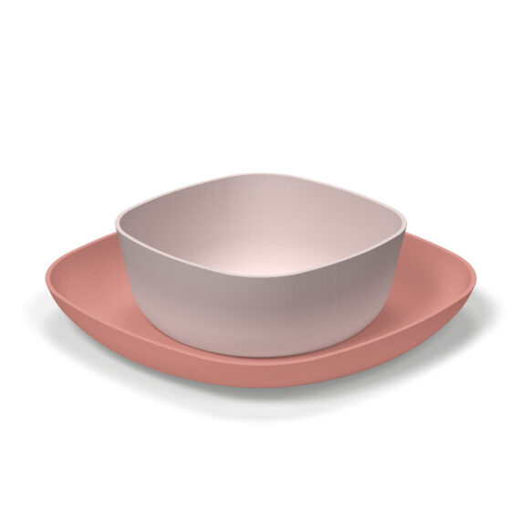 CHICCO Set jedálenský - miska a tanier pink 12m+
