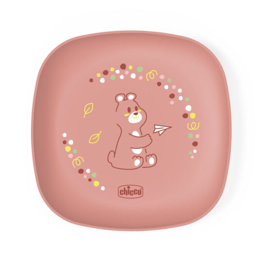 CHICCO Set jedálenský - miska a tanier pink 12m+