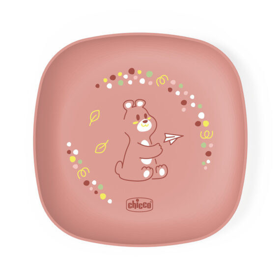 CHICCO Set jedálenský - miska a tanier pink 12m+