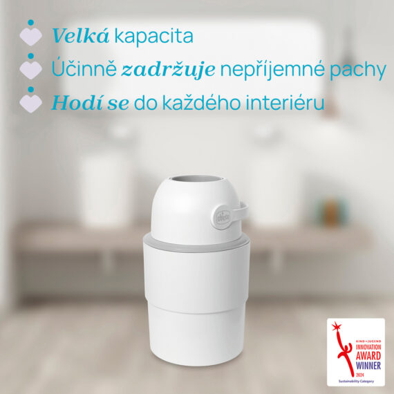 CHICCO Kôš na plienky teleskopický Odour Off na odstránenie zápachu White