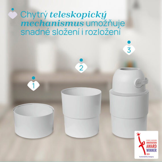 CHICCO Kôš na plienky teleskopický Odour Off na odstránenie zápachu Winter Clouds