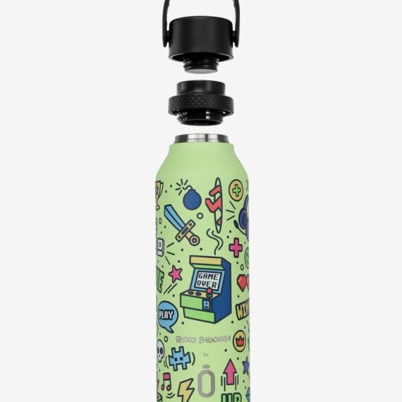 Runbott Mii Nerezová termofľaša s izoláciou – 600ml, Retro Gamer Sharp Zelená