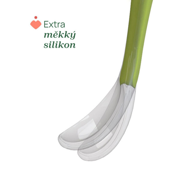 CHICCO Lyžička silikónová Soft zelená 6m+
