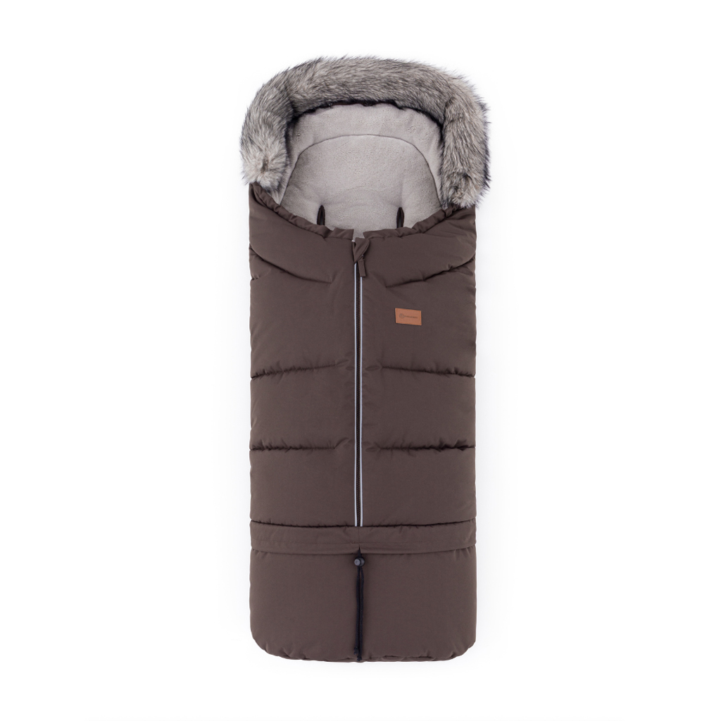 PETITE&MARS Set zimný fusak Arctic 4v1 + rukavice na kočík Furry Rich Brown