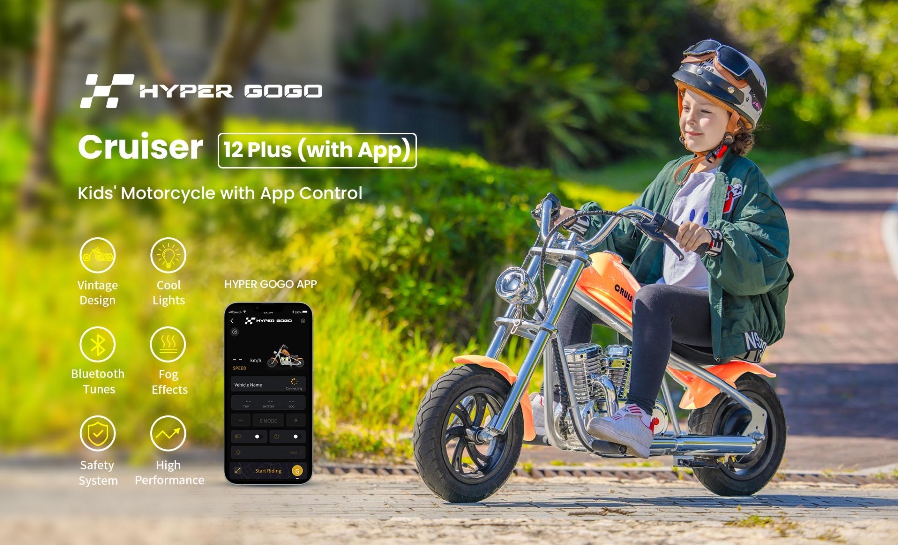 Hyper Gogo Cruiser 12 Plus Detská elektrická motorka s aplikáciou a Bluetooth – Modrá
