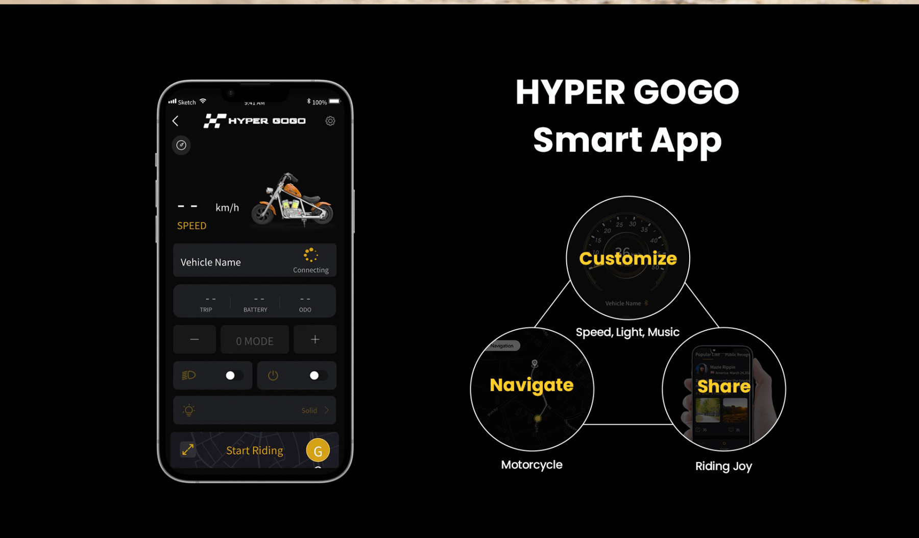 Hyper Gogo Cruiser 12 Plus Detská elektrická motorka s aplikáciou a Bluetooth – Modrá