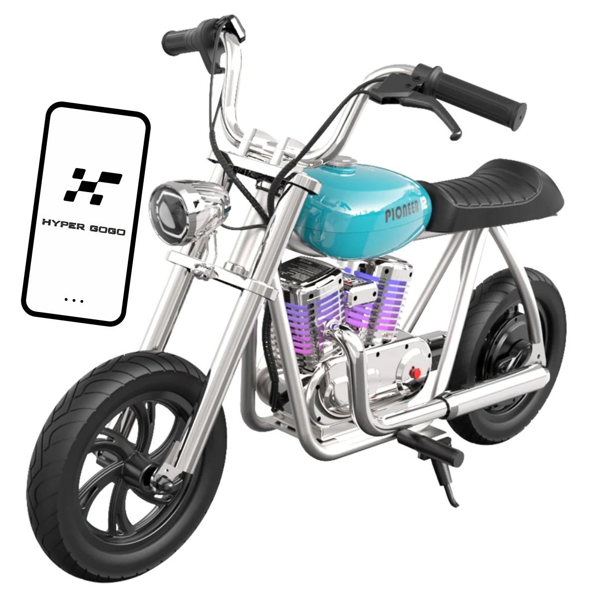 Hyper Gogo Pioneer 12 Plus Detská elektrická motorka s aplikáciou a Bluetooth – Modrá