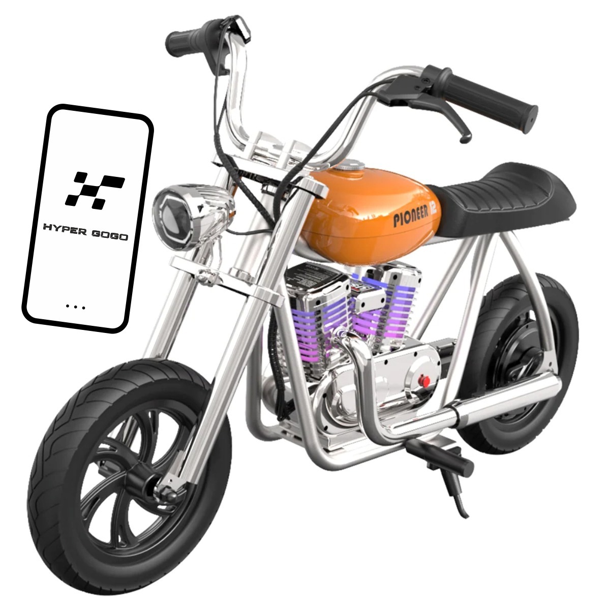 Hyper Gogo Pioneer 12 Plus Detská elektrická motorka s aplikáciou a Bluetooth – Oranžová