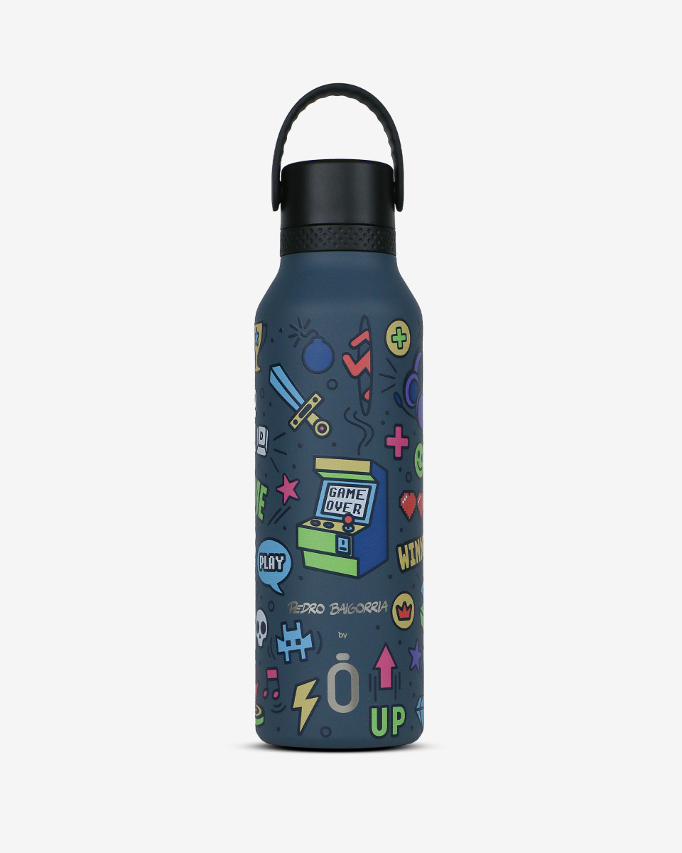 Runbott Mii Nerezová termofľaša s izoláciou – 600ml, Retro Gamer Modrá
