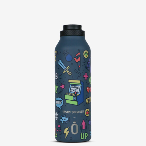 Runbott Mii Nerezová termofľaša s izoláciou – 600ml, Retro Gamer Modrá