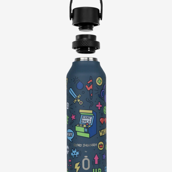 Runbott Mii Nerezová termofľaša s izoláciou – 600ml, Retro Gamer Modrá