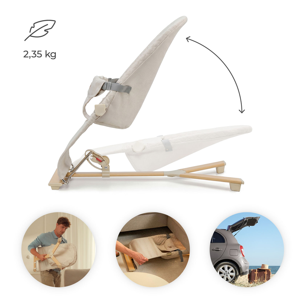KINDERKRAFT Lehátko pohupujúce Mimi Beige wood, do 9 kg