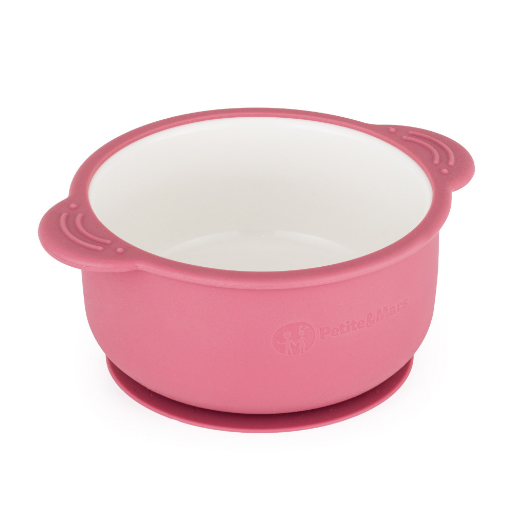 PETITE&MARS Miska keramická so silikonovým obalom Candy Pink