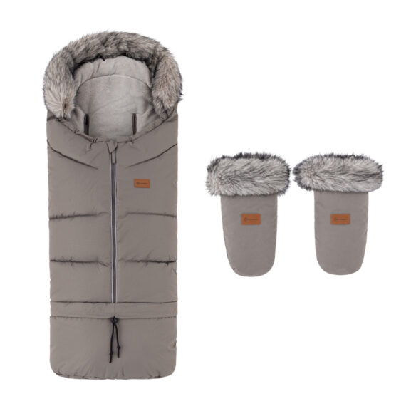 PETITE&MARS Set zimný fusak Arctic 4v1 + rukavice na kočík Fjora Mocha Mousse